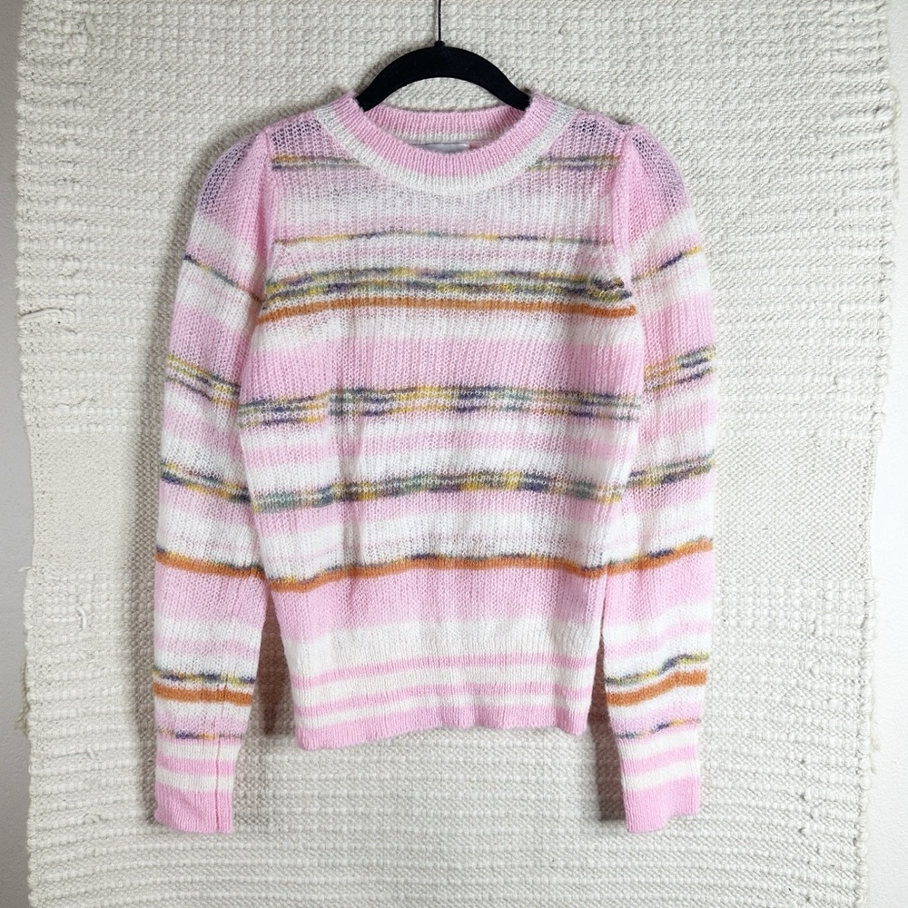 ANTIK BATIK pink striped crewneck Leo wool-alpaca-mohair sweater XS